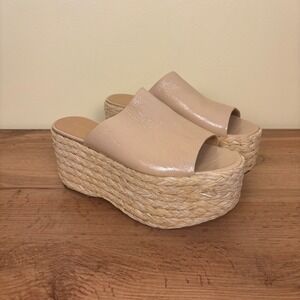 PALOMA BARCELO Aryn Platform Espadrille Sandals Skin Women Size 42 Wedge Raffia
